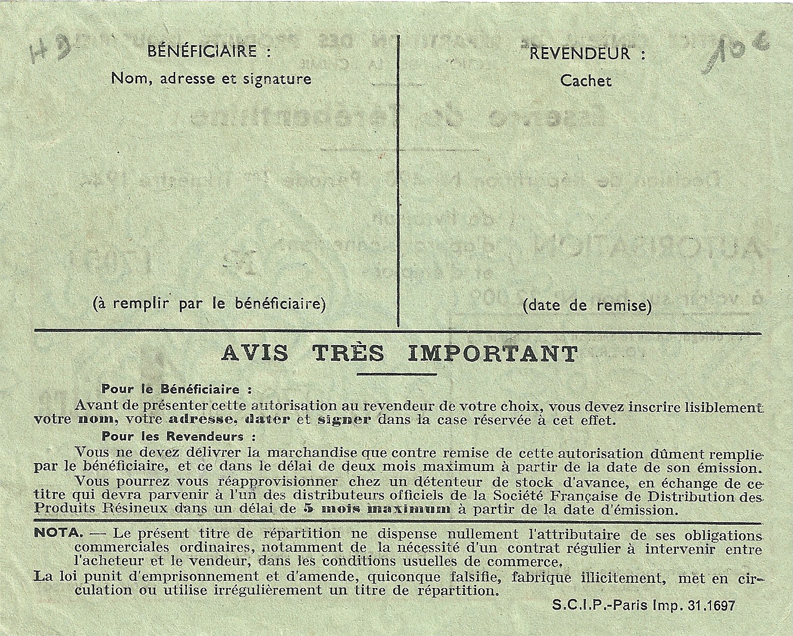 SECTION DE LA CHIMIE - Essence de Térébenthine - 0 kg. 870 soit 1 litre - 17 054 - DOS