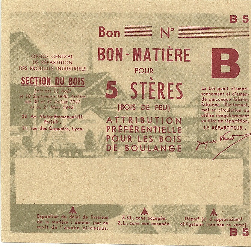 SECTION DU BOIS - Bon - BON-MATIERE POUR 5 STERES - S-NMR